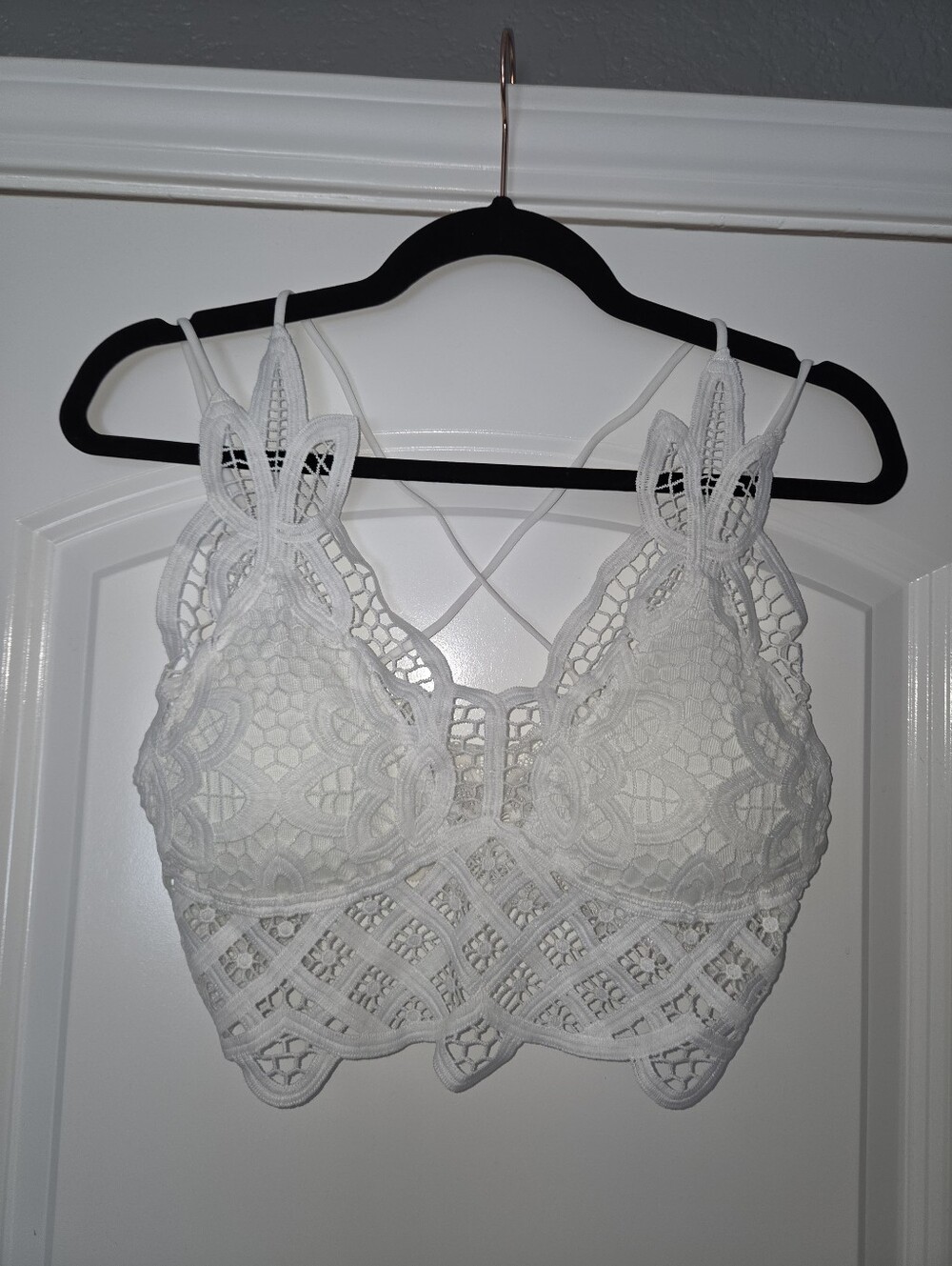 White Lace Bralette with Strappy Back